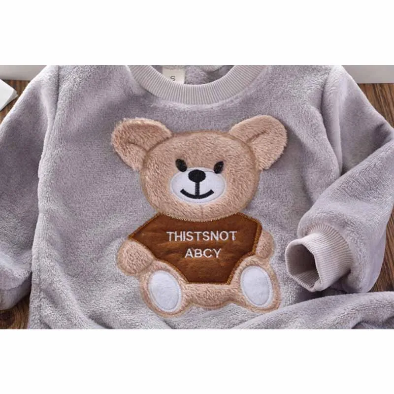 Children\'s Bear Set Boy Round Neck Long Sleeve Suit Autumn Winter New Girl Warm Fashion Casual Comfortable 2 Pieces 12M-6 Years