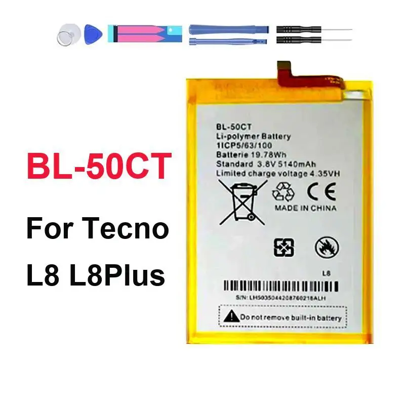 Baterai Ponsel Tangguh 5140Mah BL-50CT Untuk Tecno L8 L8plus