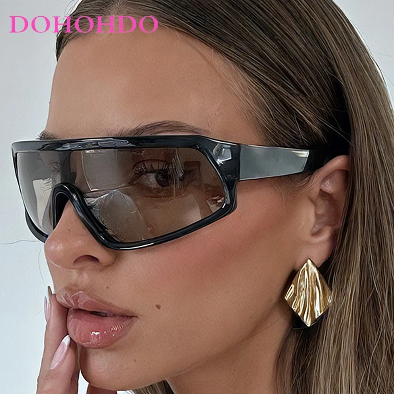 

Popular Y2K Punk One-Piece Women Sunglasses New Luxury Brand Futuristic Men Sunglass Outdoor Sports Windproof Eyewear Очки UV400