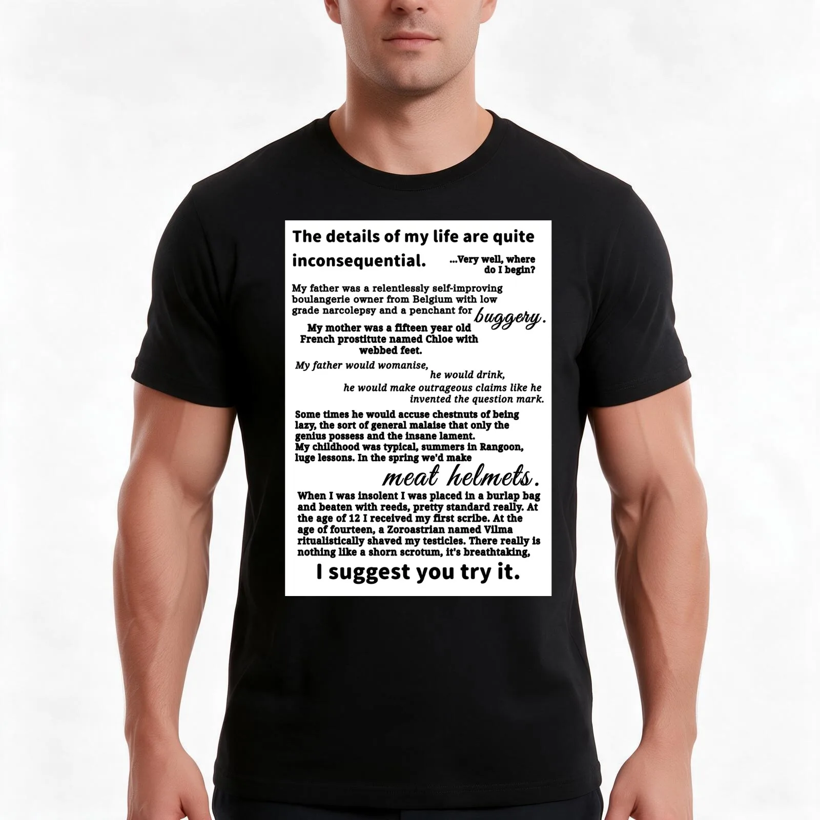 Dr Evil Childhood Speech Austin Powers T-Shirt Summer Casual Cotton Tee Oversized Streetwear Tops Vintage Graphic Print