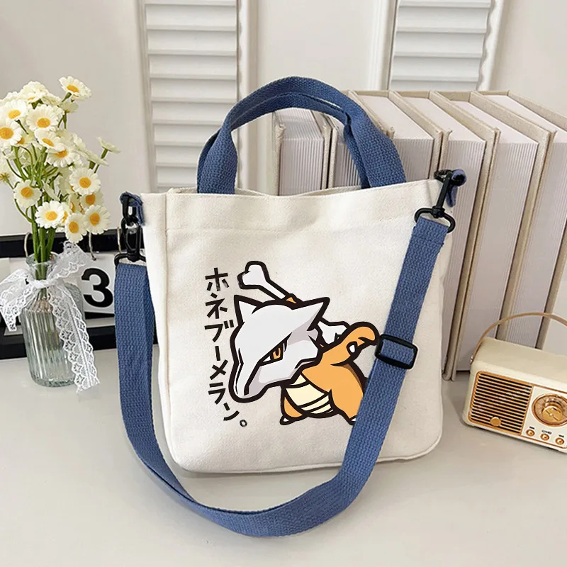 Bolso de hombro individual de Pokémon, bolso cruzado con estampado de muñeca de Anime Pikachu, bolso de lona de gran capacidad Unisex para niños, bolsa de almacenamiento