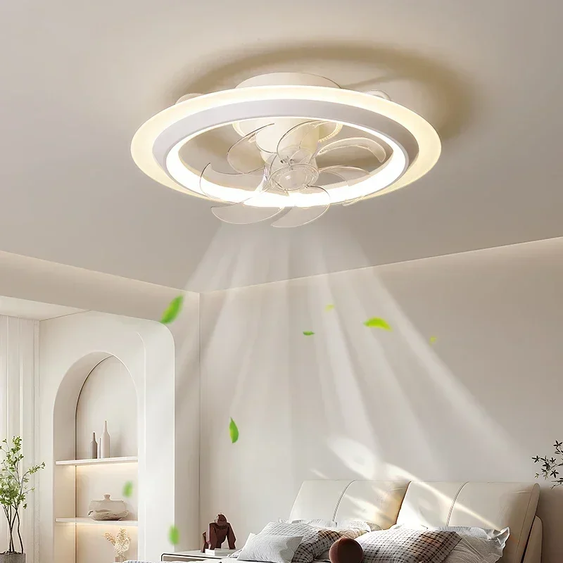 Ceiling Fans Light with Remote Control Nordic Smart Fan Lamps Low Floor Loft Living Dining Room Bedroom Home Decor Light Fixture