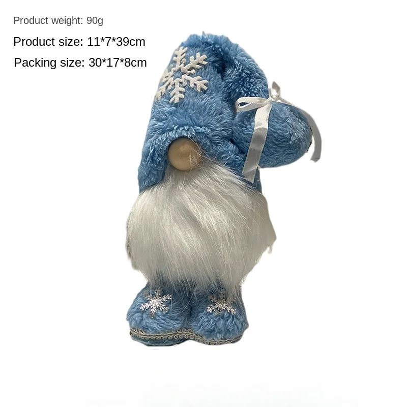 دمية ندفة الثلج الزرقاء ، دمية قزم بدون وجه ، زينة عيد الميلاد ، مستلزمات تصوير