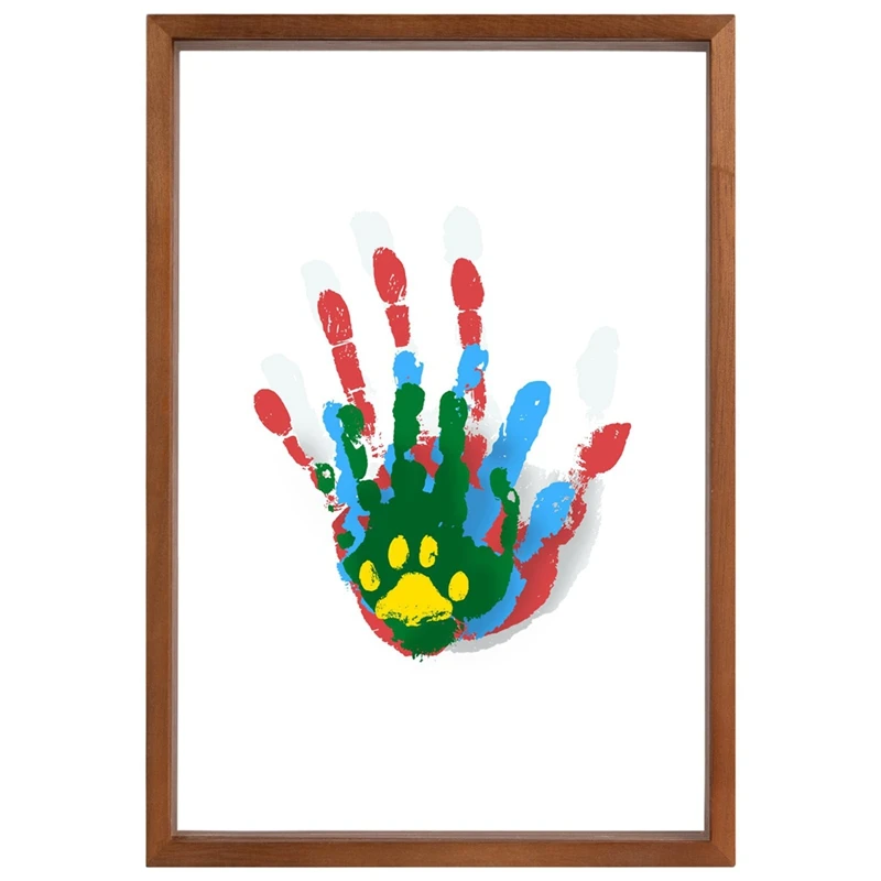 Clear Family Handprint Kit - Gifts For New Parents Create Lasting DIY Crafts Keepsake Wooden Frame Includes Paint Color