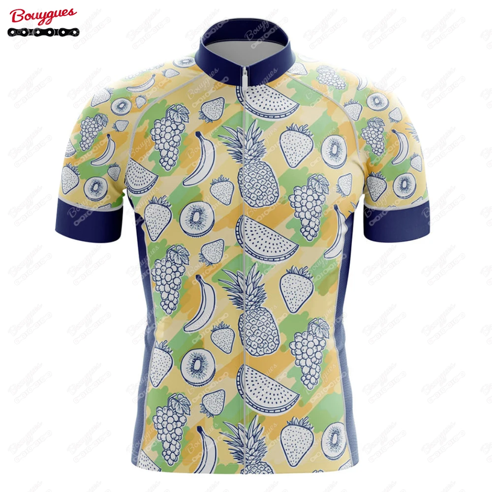 Fruit Series Cycling Jersey for Men Short Sleeve Reflective MTB Maillot Downhill Pro Team Mountain Bicycle Clothing New