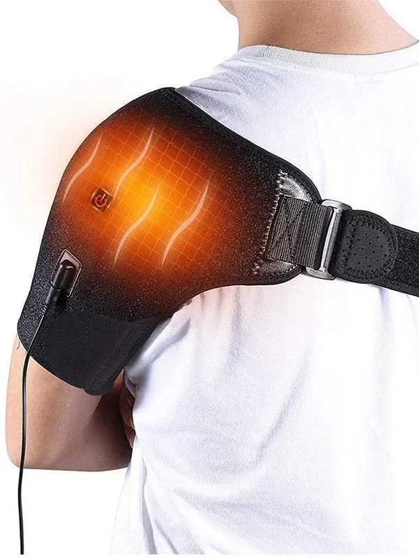 3 Levels Heating Vibration Shoulder Massager Brace Physiotherapy Therapy Pain Relief Left Right Heated Pads no Powerbank