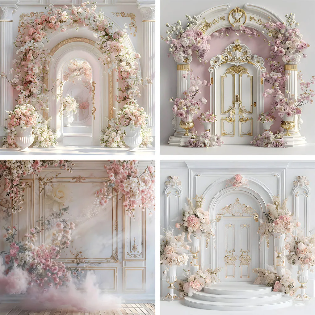 

Mehofond Photography Backdrops Front Door Pink Flower Wedding Adult Pregnant Portrait Curtain Rose Background Photozone Studio
