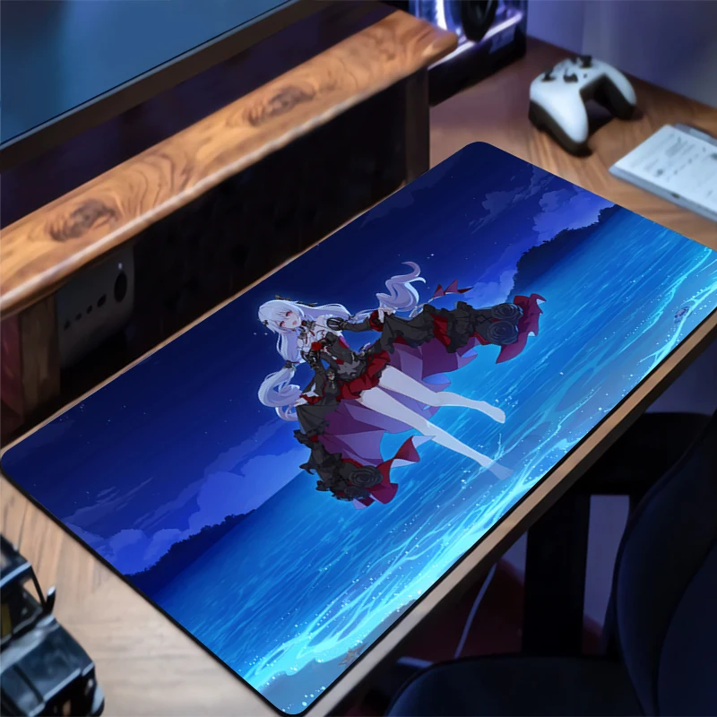 Alas Mouse Gaming Honkai Impact 3 Aksesori Alas Meja Keyboard Gamer Kantor Alas Meja Laptop Antiselip Alas Mouse Anime PC Besar