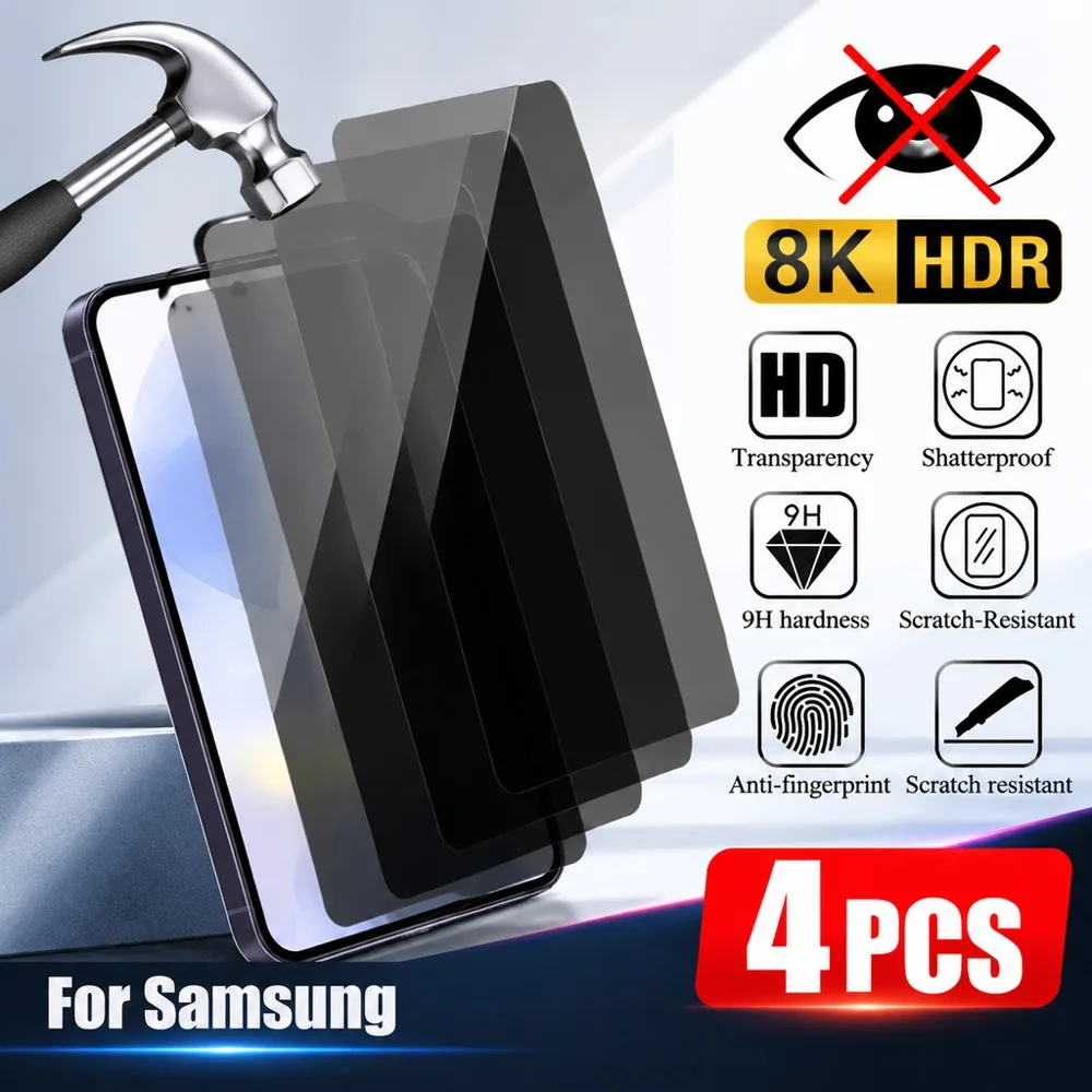 4PCS Anti Spy Screen Protector For Samsung Galaxy A33 5G A34 A35 A36 Privacy Tempered Glass For Samsung Galaxy A37 A51 A52s 5G