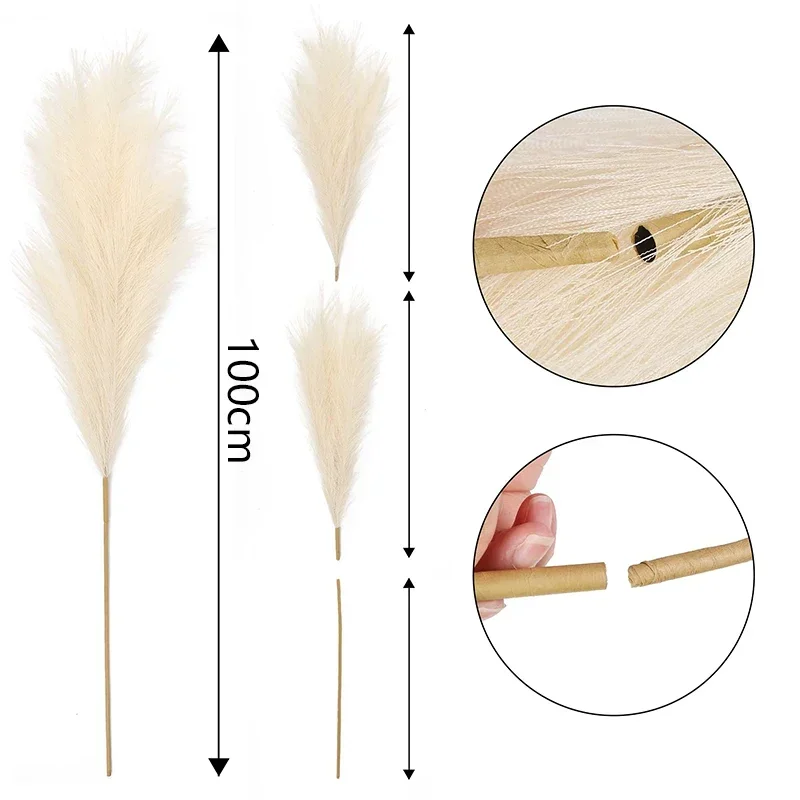 39inch Fluffy Artificial Pampas Grass Flower for Decor Boho Bouquet Flower Wedding Home Christmas Decoration Fake Flowers Reed