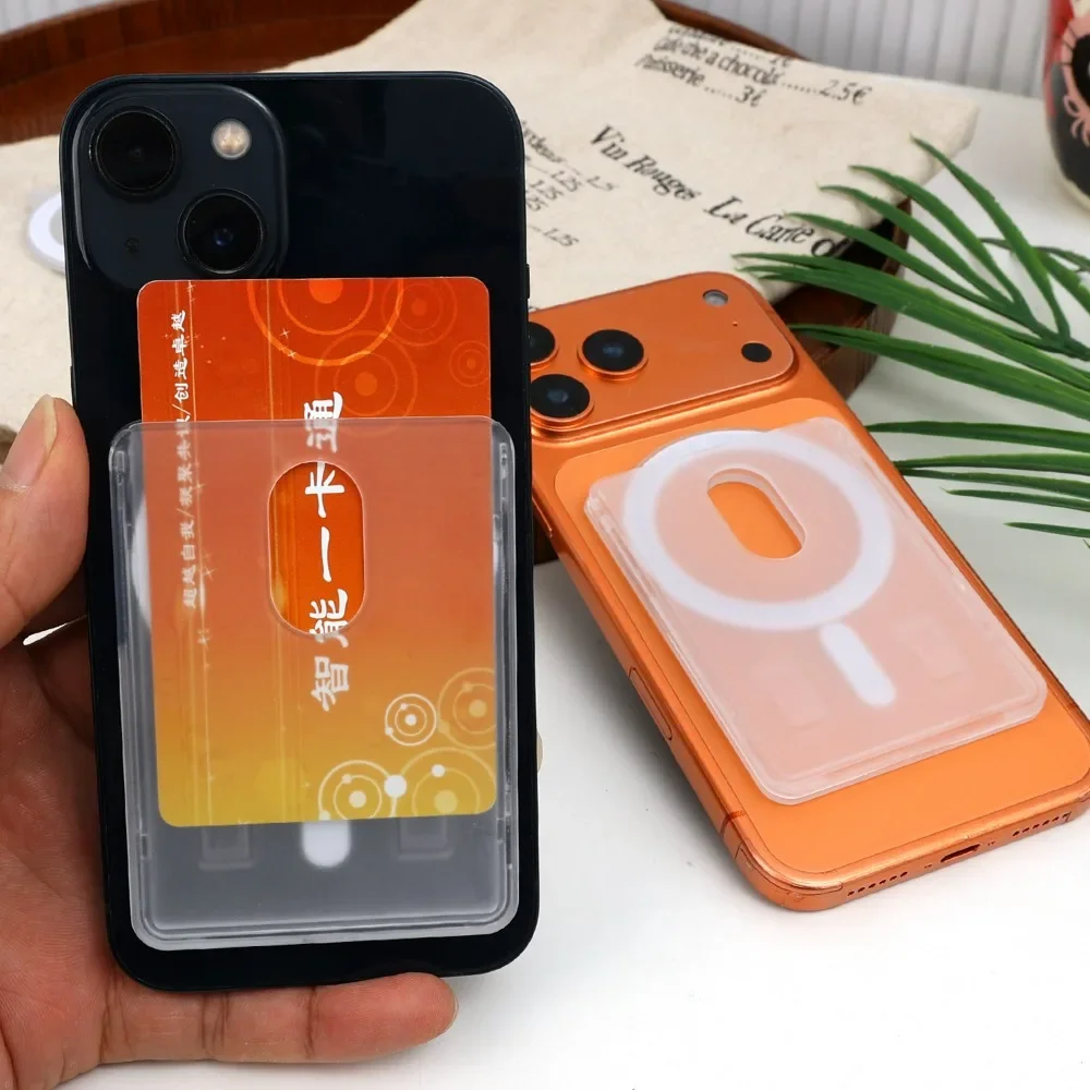 Прозрачный чехол для магнитной карты для держателя карт Magsafe, чехол-кошелек, прозрачная подставка для ПК, чехол для телефона с картой IPhone, адсорбционный чехол