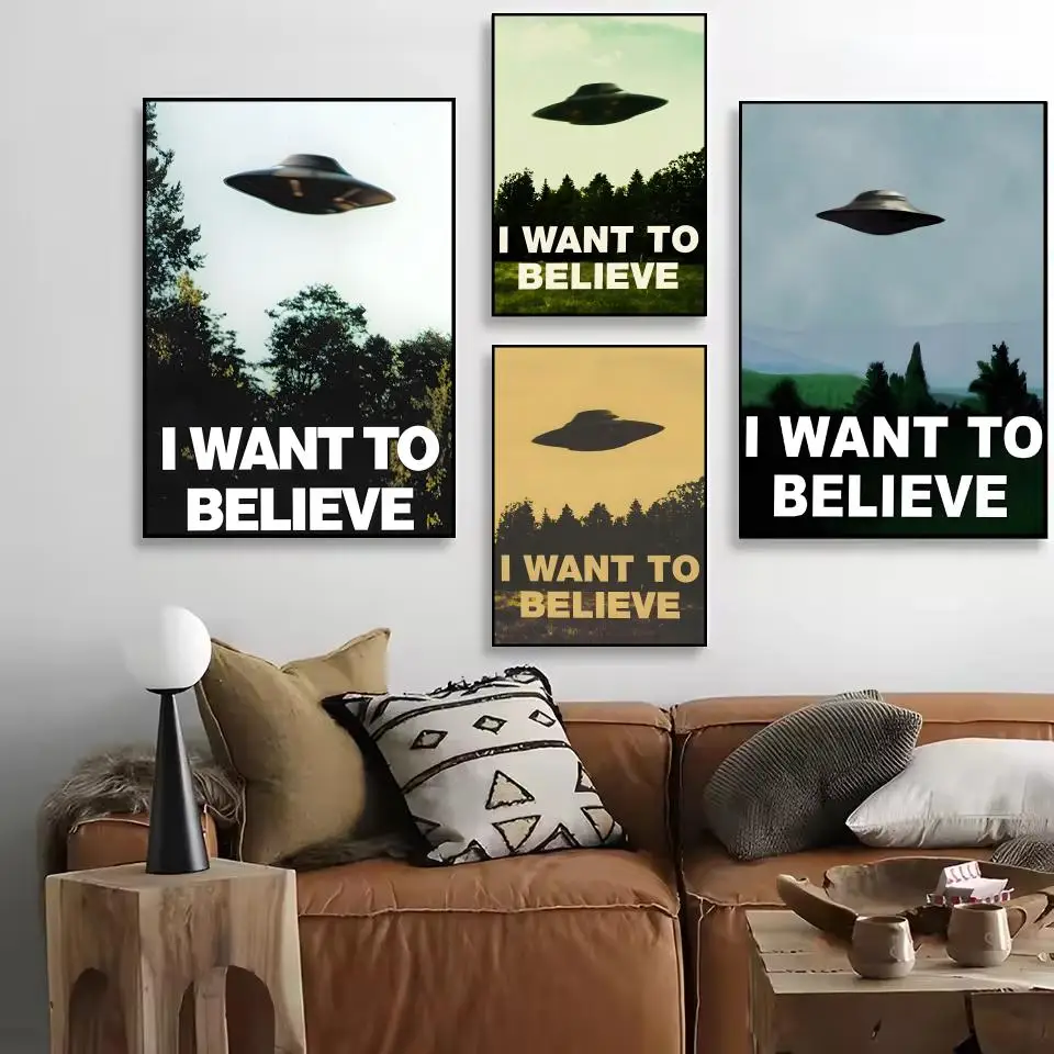 X-Files 1 تريد أن تصدق لوحة الفيلم الخط غرفة نوم المنزل قماش مقاوم للماء غير المؤطرة جدار الفن طباعة الديكور جدارية #2