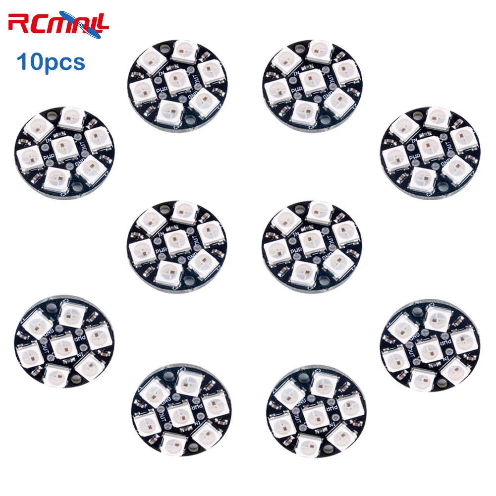 RCmall 10Pcs 7 bit 7 X WS2812B 5050 RGB LED Ring Lamp Light con driver integrati