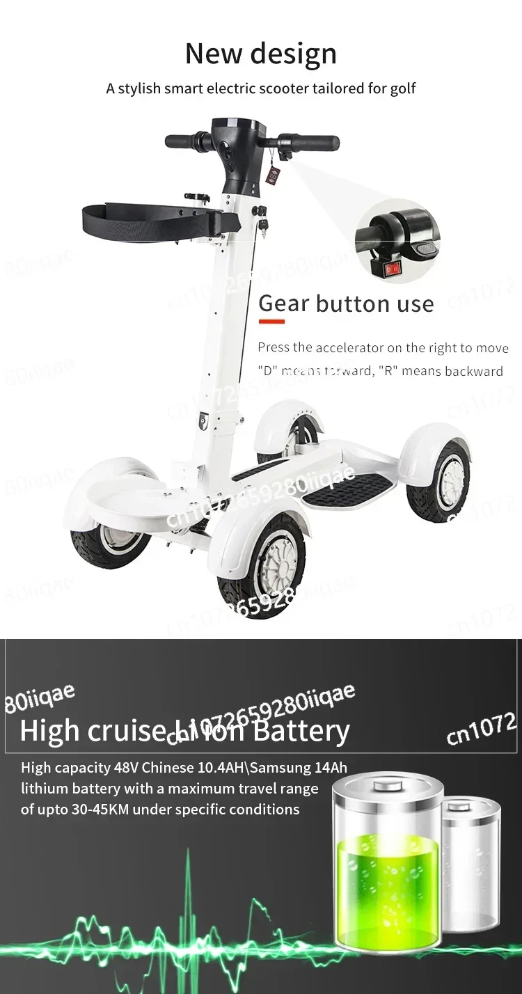 

Four Wheels Electric Golf Cart 2000W High Power 10 Inch Off Road Golf Electric Scooter Foldable with Removable Battery Parasol