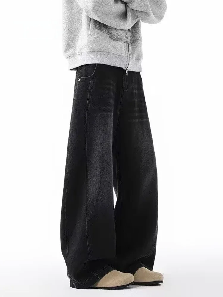 

MMOPTOP American Sle Casual Bla Jeans Men's Spring Autumn Loose Straight High Street Sle Leisure Long Trousers