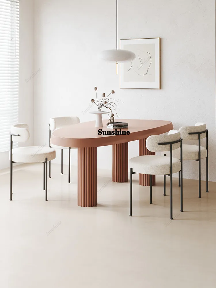 

Cream wind solid wood dining table retro small apartment dining table special-shaped office desk