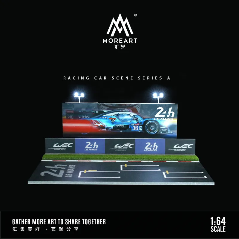 MoreArt1:64 Le Mans 24 Horas Montagem Cena Tempo Micro Iluminação LED, Car Backdrop Cena Display