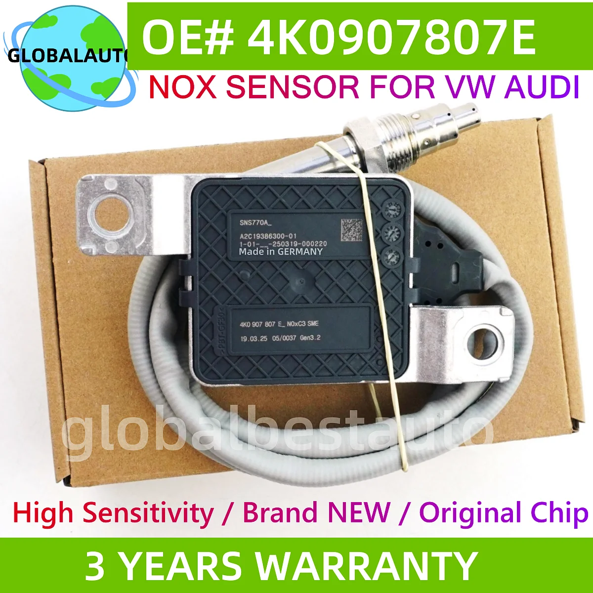 High Quality NEW 4K0907807E 4K0907807AJ 4K0907807G Nitrogen Oxide Nox Sensor for Audi A6 C8 A7 Sportback High Quality
