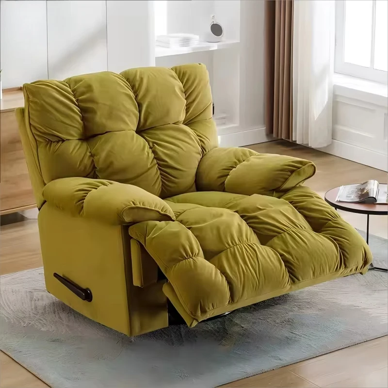Modern Home Relaxation Single Seater Manual Recliner Sofa Chair Fabric with Inflatable Feature  Metal Frame