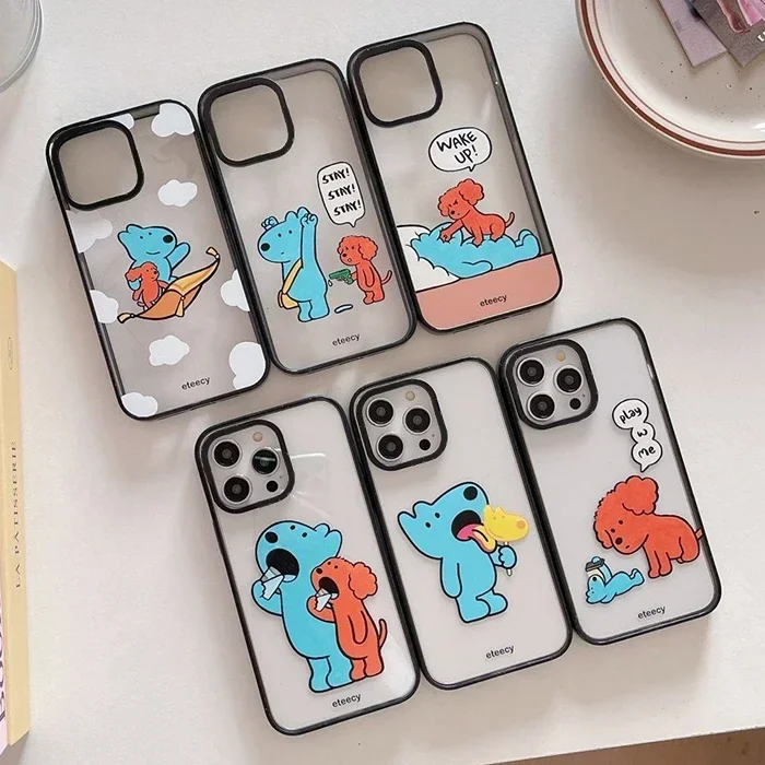 

Blue Brown Dog 2.0 Acrylic Phone Case Cover for iPhone 11 12 13 14 15 16 Pro Max Case for iPhone 16 Pro Max