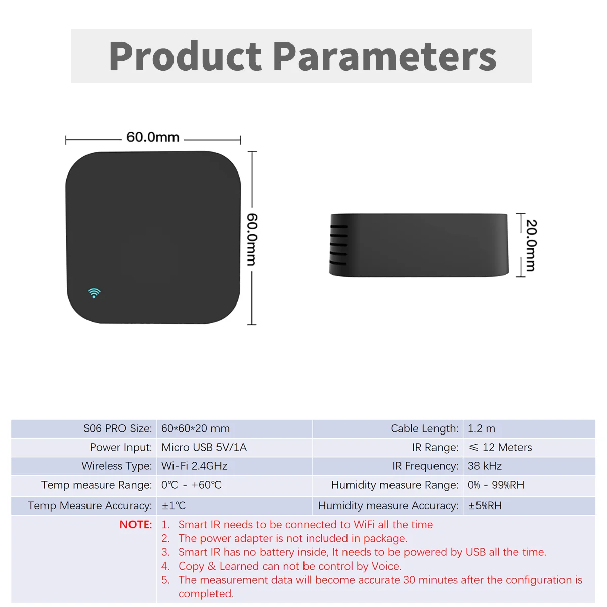 Tuya Smart IR Remote Control with Temperature Humidity Sensor for Air Conditioner TV DVD AC Works with Alexa Google Home