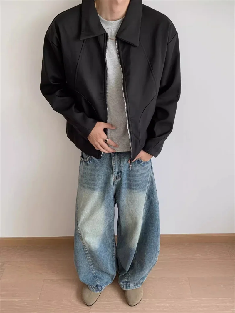 

Мужские джинсы с прямыми штанинами в стиле ретро, американские модные классические длинные брюки свободного покроя, молодежные зимние повседневные неэластичные брюки