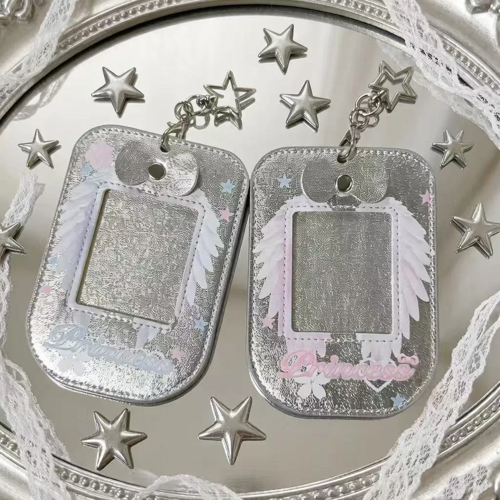 Id Card Protector Decorative Angel Wing Photocard Holder Star Metal Clasp Bag Charm Compact Waterproof Card Holder For Meal Card