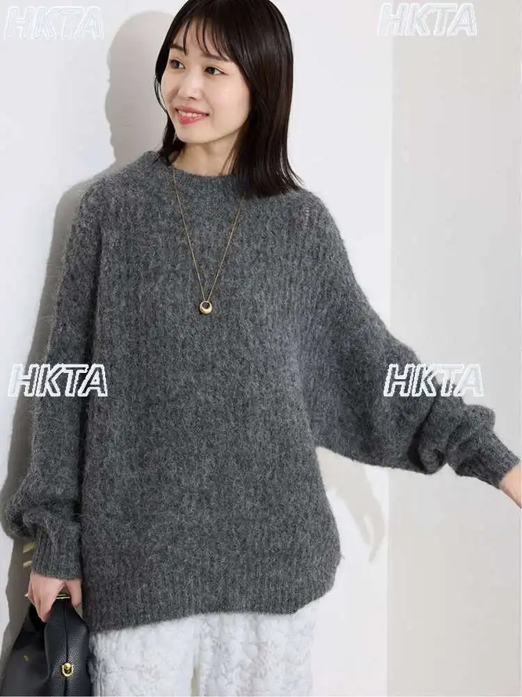 

Commuting Winter Hollow Gentle Knit Pullover Sweater Loose Casual Temperament Round Neck Long Sleeve Versatile Sweater Top Women