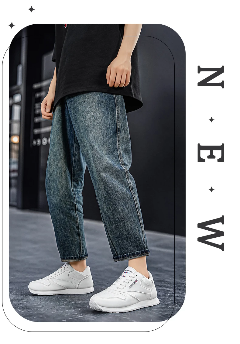 Herren Freizeitschuhe, Weiße Sneaker, Einfarbig Klassisch, Bequem und Stilvoll, Geeignet zum Gehen und für Outdoor-Training – Detail 1