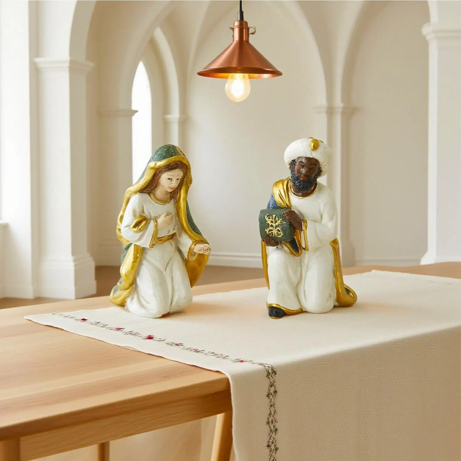 Nativity Set 11 Pieces Holiday Jesus Birth Resin Catholic Christian Nativity Scene Sculptures Decorations Ornament for Christmas