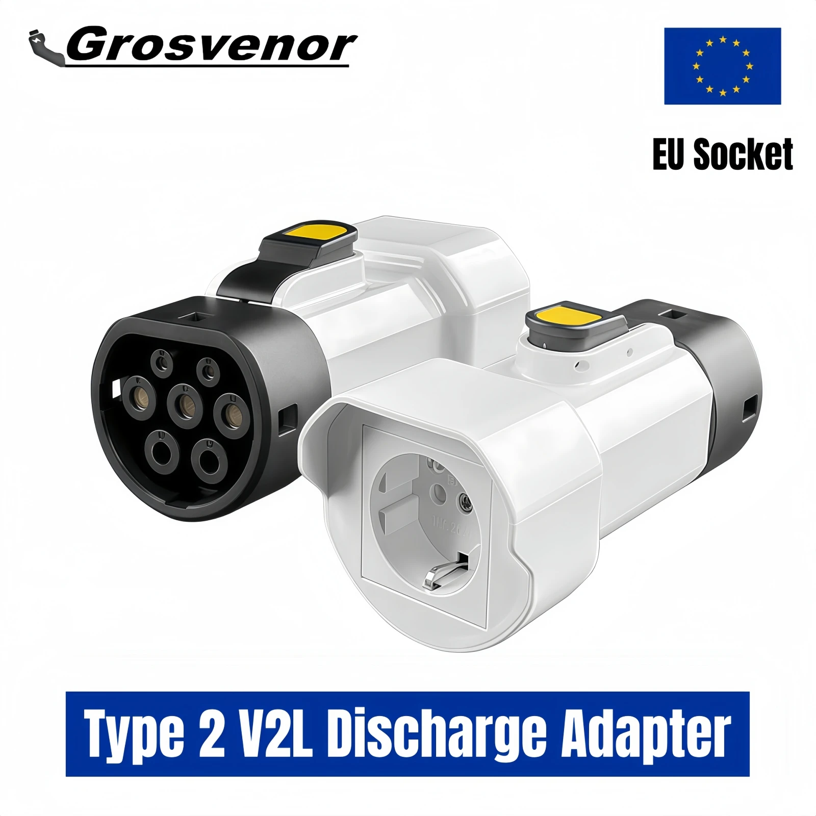 Type2 V2L Discharge Adapter 3.5KW 16A Type 2 Electric Car Discharger Plug with EU Socket for BYD Jaecoo MG Renault KIA Camping