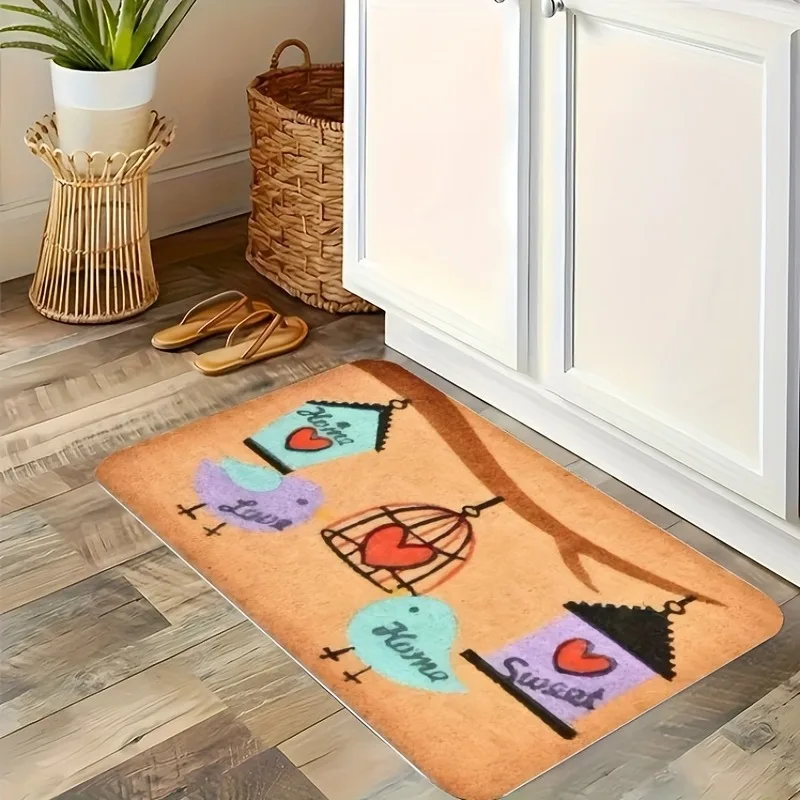 

1PC Sweet Home Love Heart Kitchen Rug Non-Slip Door Mat Pop design Bathroom Rug Bath Mat Carpet for Home Sink Laundry Decoreeree