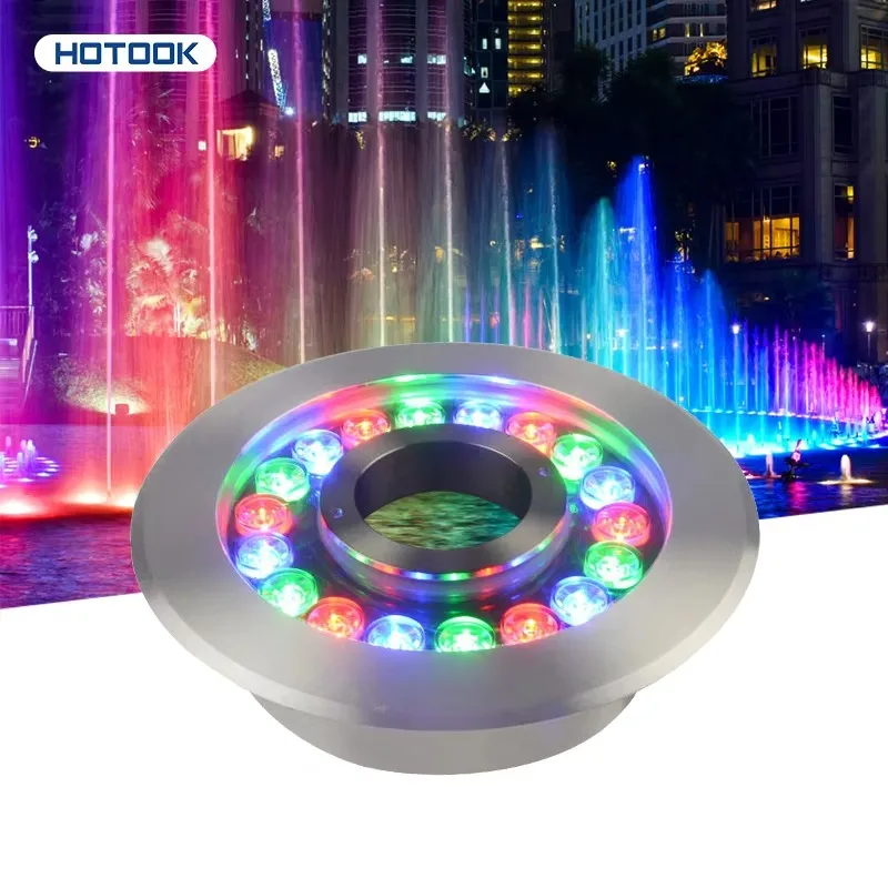 

Dancing Water 3 in 1/4 in 1 IP68 18W Fountain Ring DMX / RF Remote Control RGB RGBW LED Fountain Nozzle Light