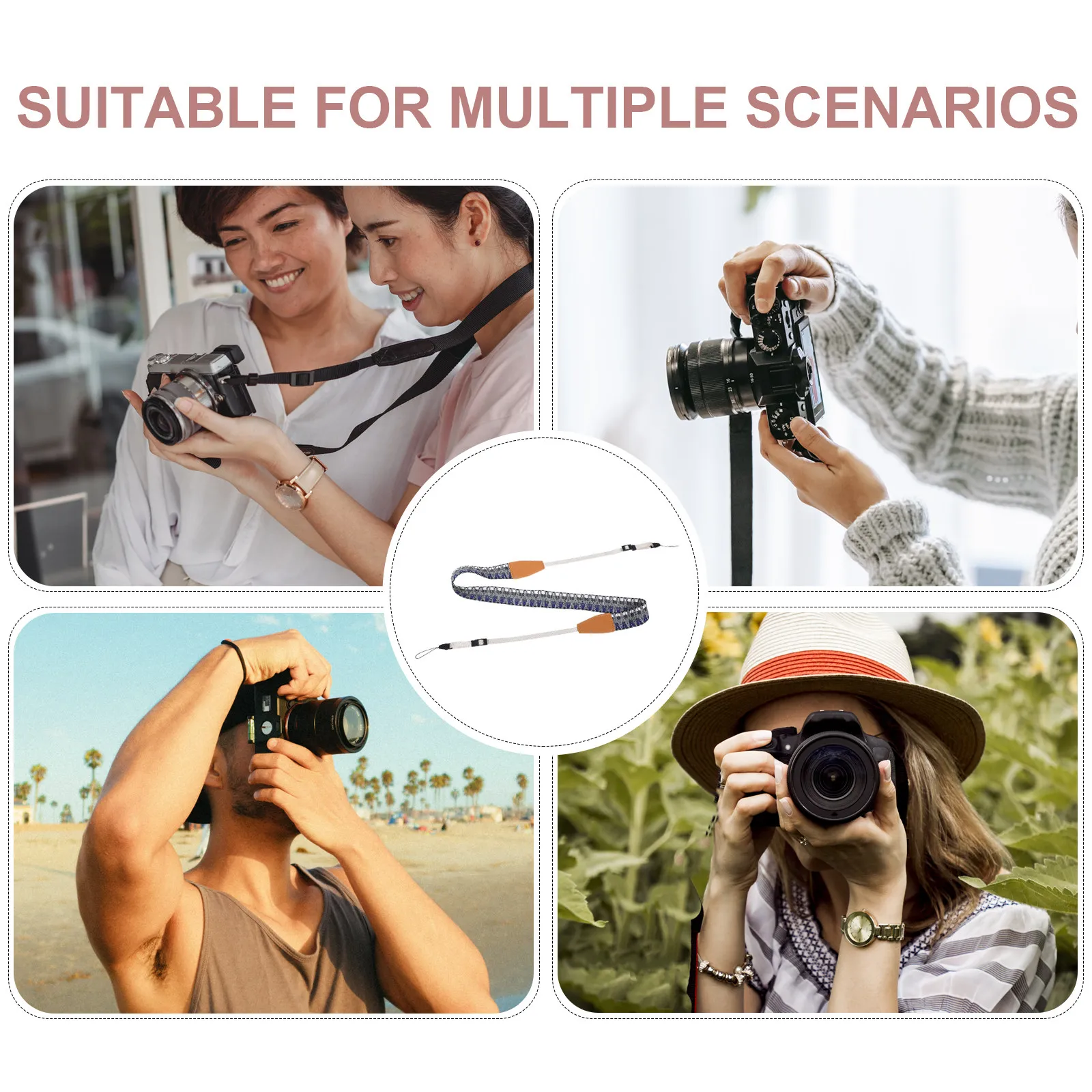 Camera Neck Strap for Women Embroidered Adjustable Quick Release Shoulder Strap Vintage Design Travel Photographer Accessories