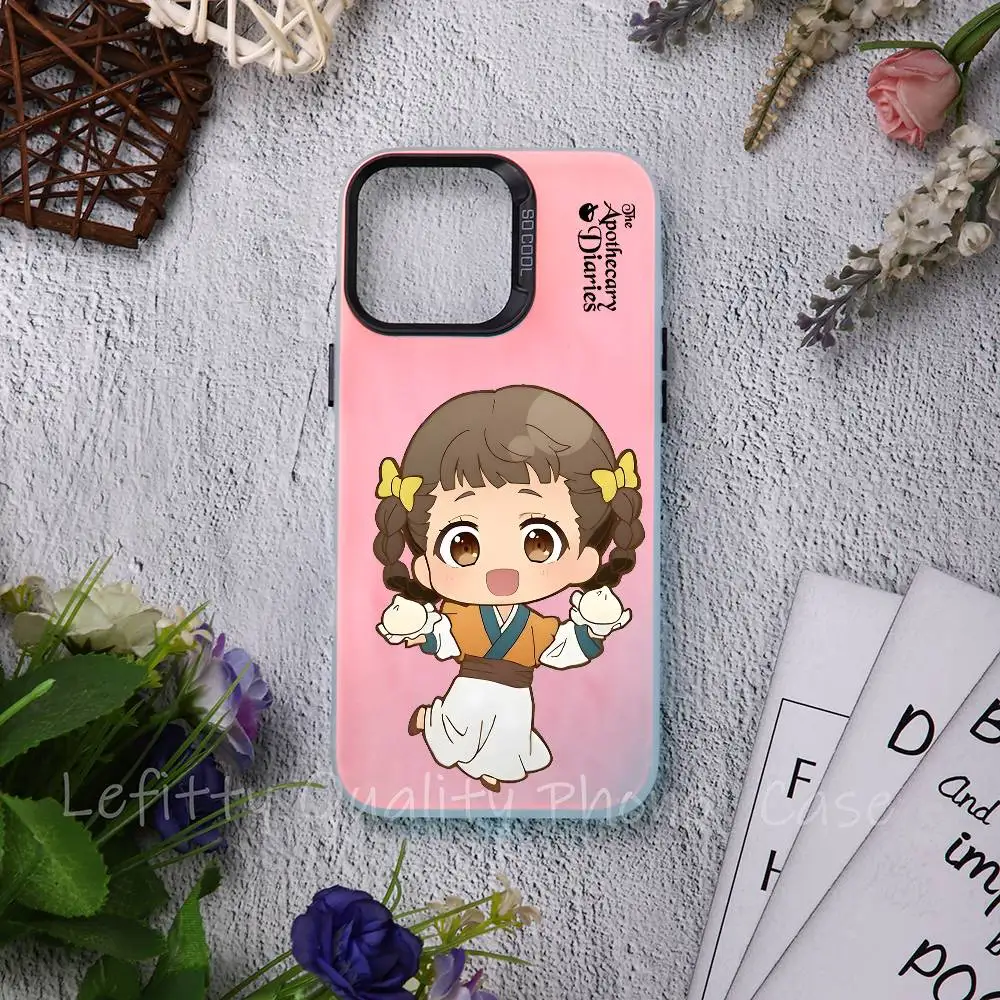 

Xiaolan Lishu Apothecary Cute Phone Case For IPhone 16 15 14 13 12 11 Pro Max Matte Aurora Multicolor Laser Gradient Funda