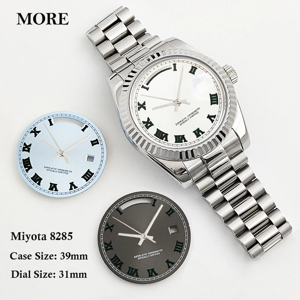 Miyota 8285 39-mm-Gehäuse, 31-mm-Zifferblatt, Edelstahl-Saphirglasgehäuse, geeignet für 31-mm-Zifferblatt Miyota 8285 Uhrenzubehör ﻿