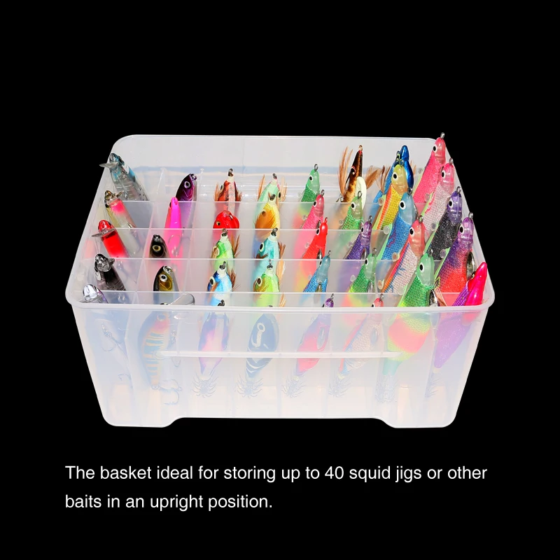 40 Grids Plastic Fishing Tackle Box Webfoot Octopus Storage Organizer Lined Box Squid Jig Container Hard Lure Sea Tool Case