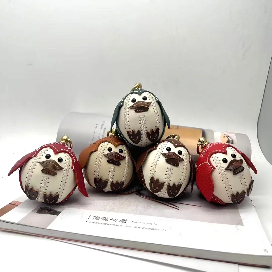 Bag pendant genuine leather penguin doll internet celebrity gift ornament retro
