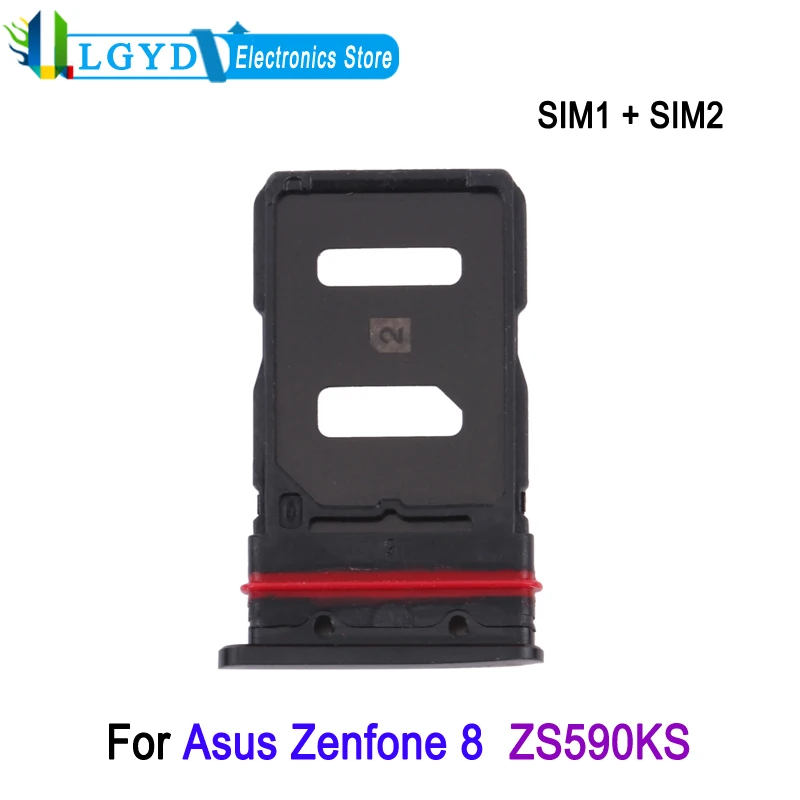 Dual SIM Card Tray For Asus Zenfone 8 ZS590KS Phone SIM1 + SIM2 Card Tray Replacement Part