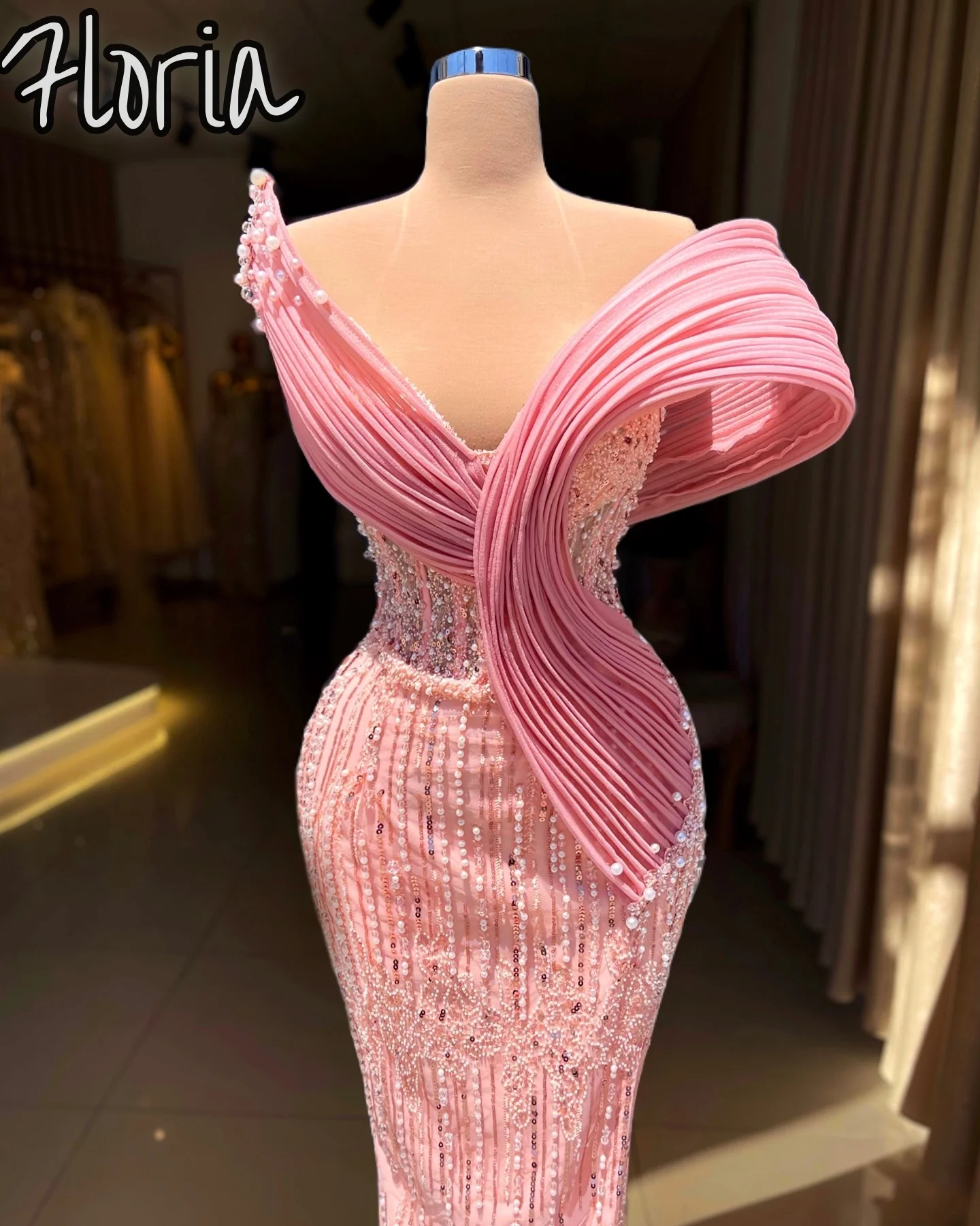 

Customized New Design Mermaid Sleeveless Formal Prom Dress Haute Couture Sexy Sequined Beading Evening Party Dresses Women