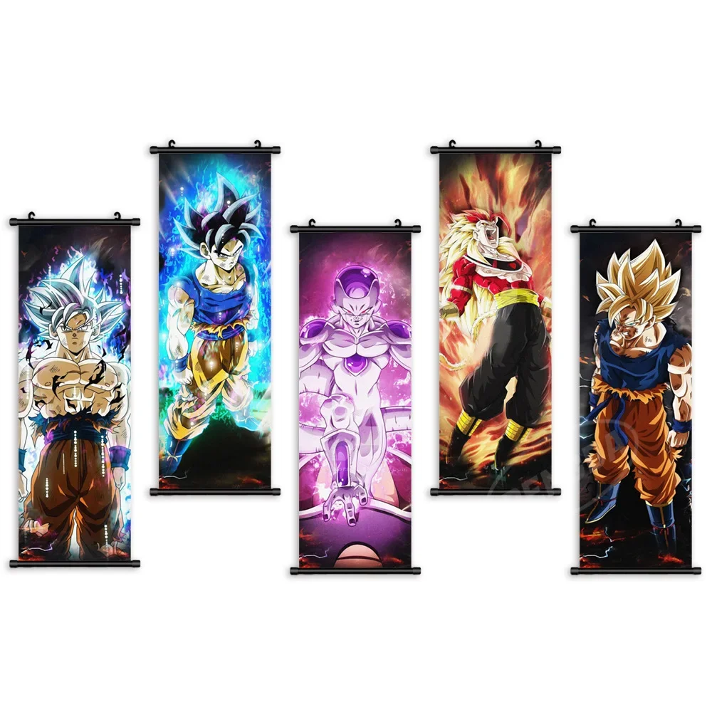 High definition spray painted anime Son Goku Super Saiyan decorative painting Frieza wall mounted hanging painting 30cm*90cm