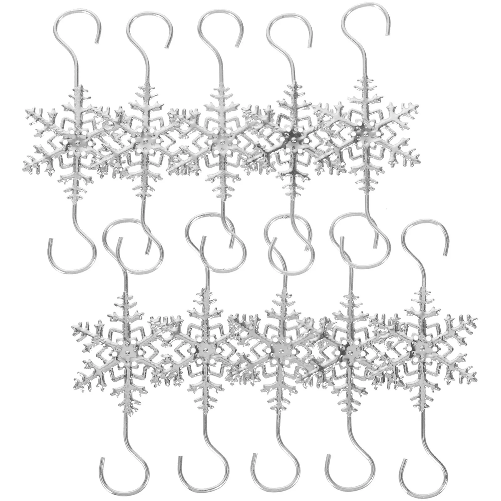 

10Pcs Christmas Snowflake Hooks Reusable Metal Hangers for Stockings Gift Bags Balls Mantel Xmas Decoration Display