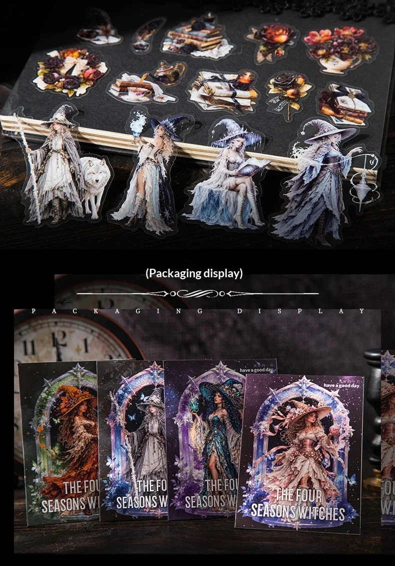 JIANWU Vintage Witch Character Landscape Material Collage Scrapbooking PET Sticker Creative DIY Journal Stationery