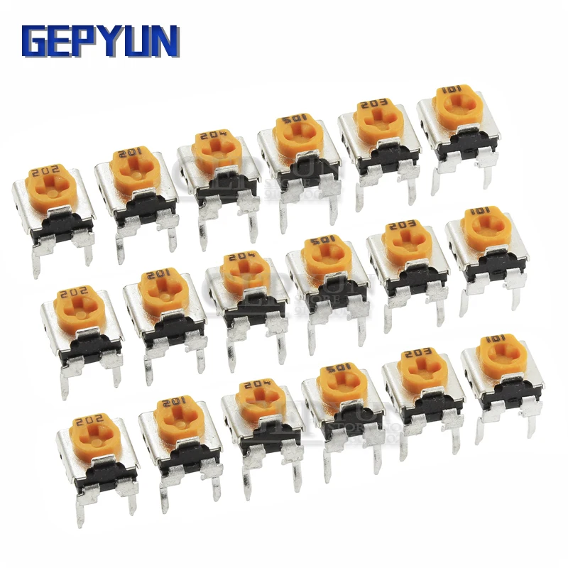 20pcs WH06-2C 100 200 500 1K 2K 5K 10K 20K 50K 100K 200K 500K 1M ohm Trimmer Potentiometer Gepyun variable resistors WH06