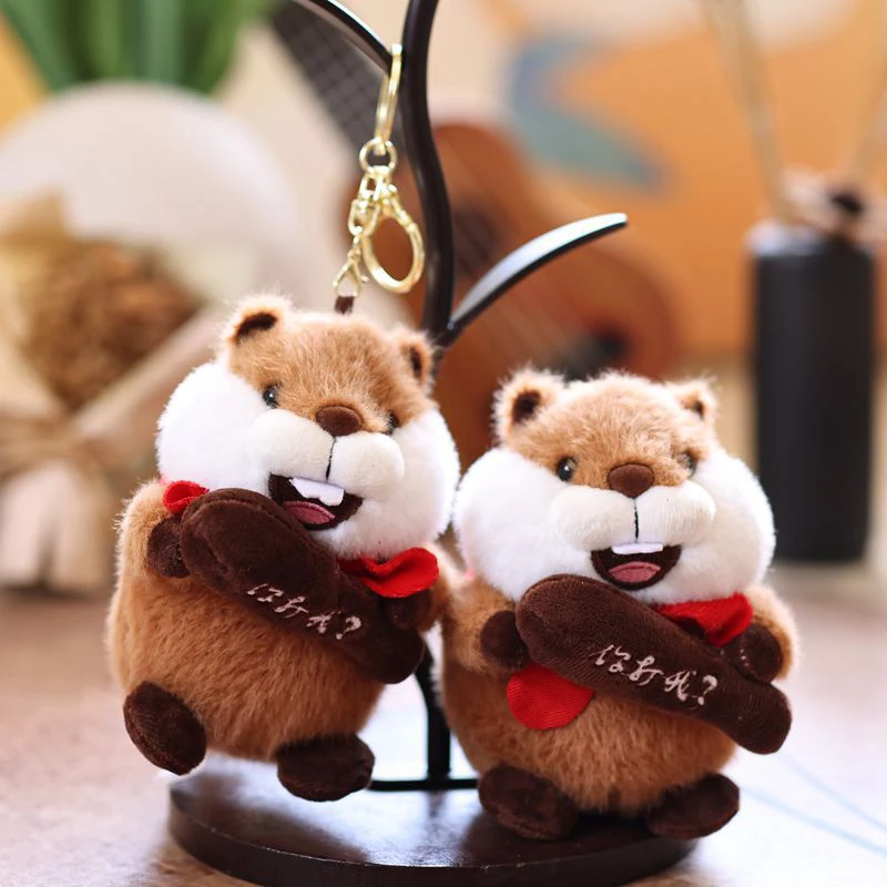 Cute Lifelike Groundhog Plush Doll Key Chain Stuffed Animal Pendant Backpack Hangings Decoration Gifts