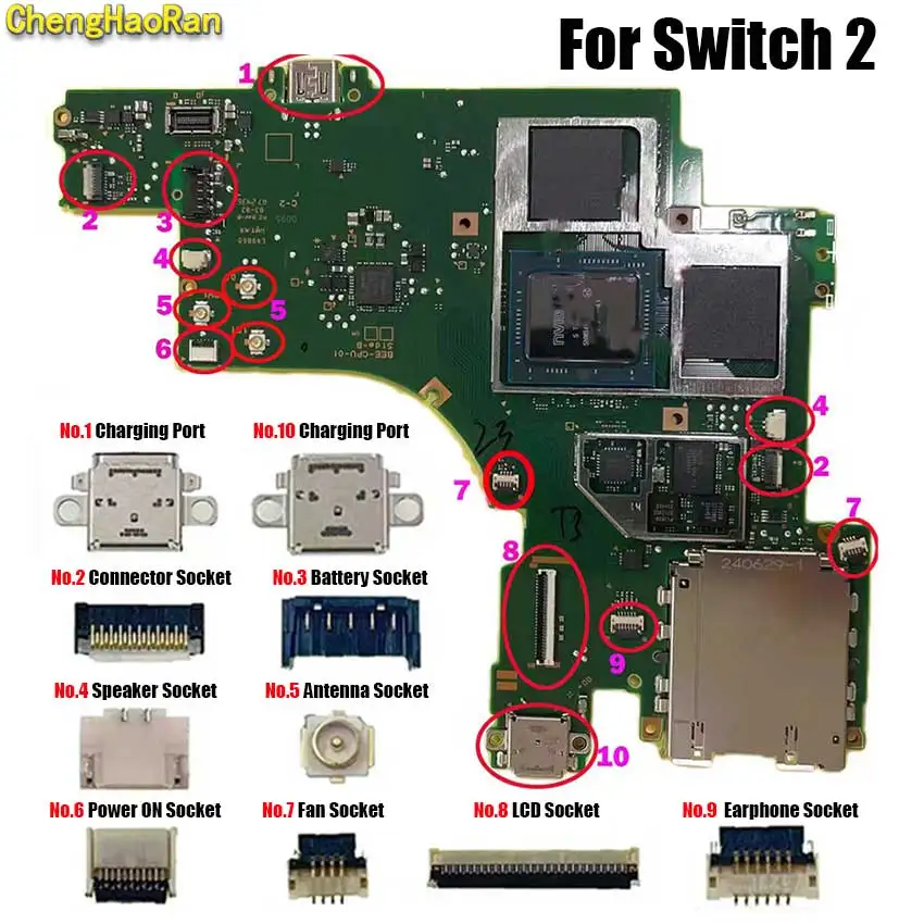 Type-C Charging Port Battery Holder Antenna Base Headphone Fan Microphone Power On Cable Socket FPC Connector For Switch 2 NS2