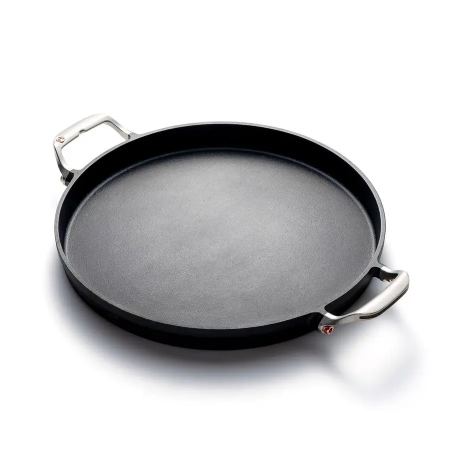 

Grill Paella and Deep Dish Pizza Pan, Cast Iron BBQ Pan with Handles, 18.15 x 14.11 x 1.25