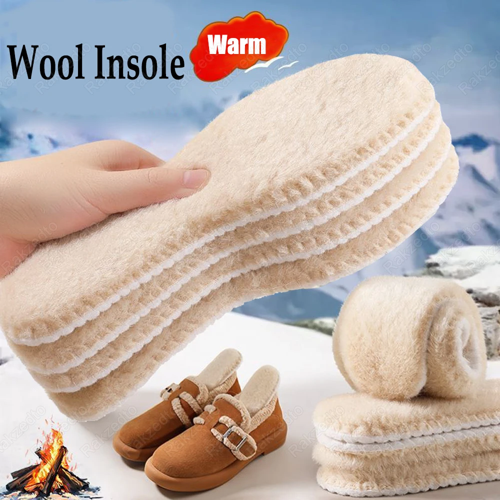 2/4 Buah Sol Dalam Sepatu Wol Felt Hangat untuk Pria Wanita, Sol Dalam Sepatu Tebal Kasmir Termal untuk Kaki, Sol Dalam Sepatu Bot Salju Musim Dingin