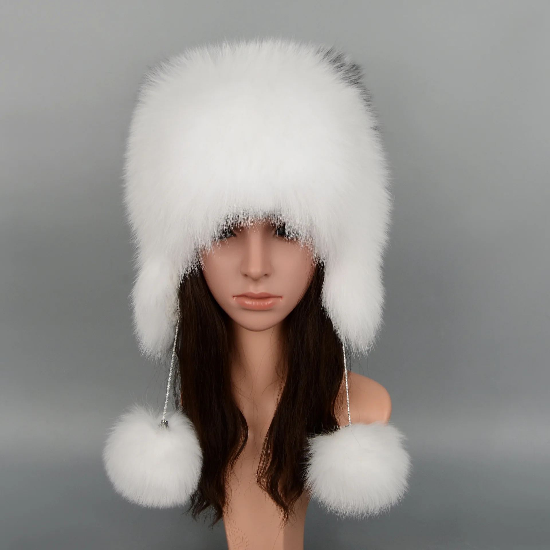 Real Fox Fur Hat Beanies Caps Women Luxury  Fashion New Earflap Hat Winter Keep Warm 100% Genuine Fur Russian Female Hat