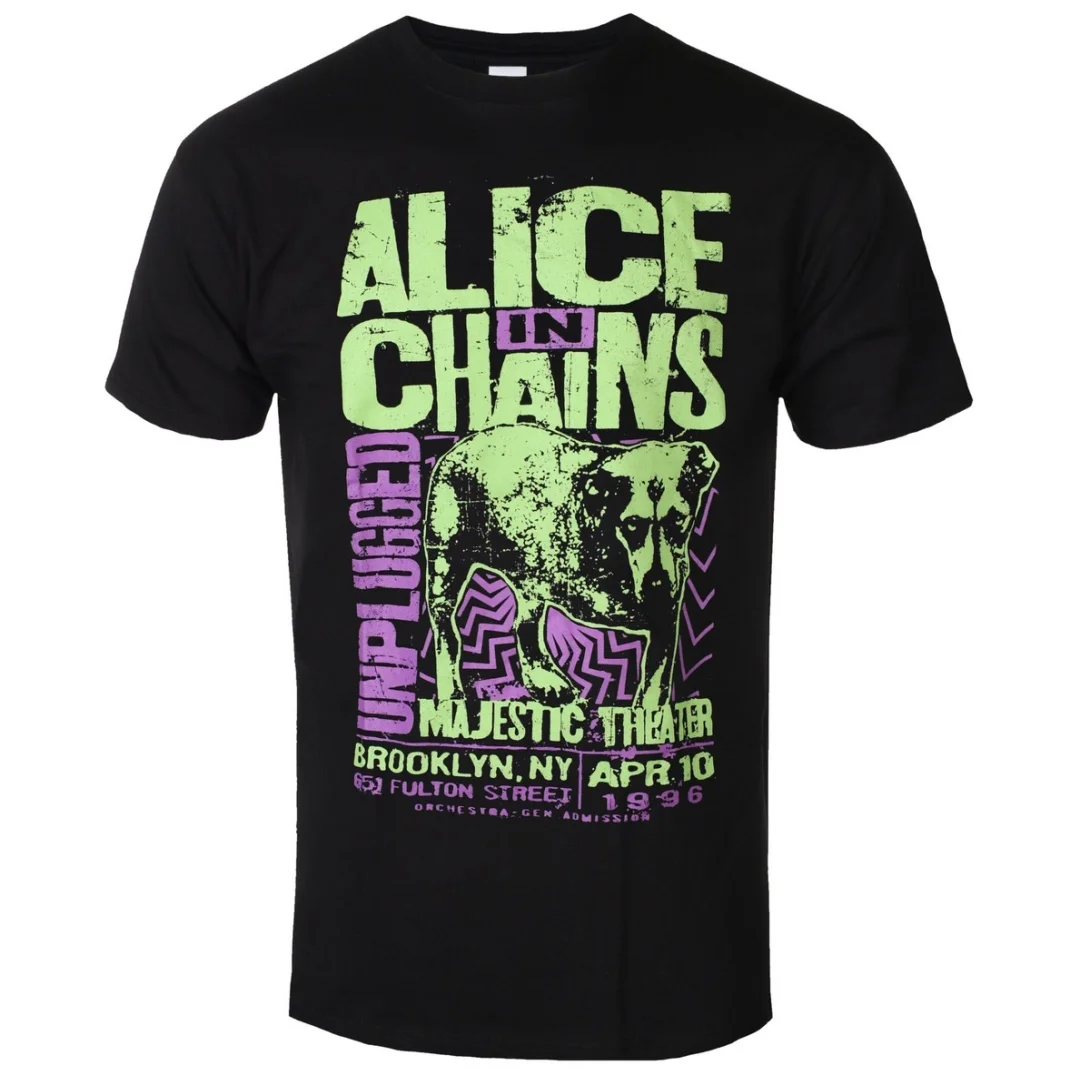 Alice In Chains - Unplugged Dog Art Pattern Grunge Band T-Shirt Casual Street Style T-Shirt Suitable for Both Men and Women